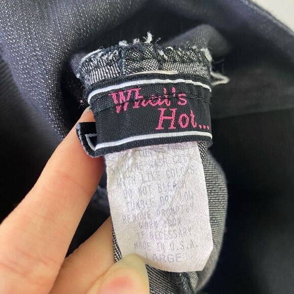 Vintage y2k What’s Hot… Dark Wash Chambray Denim Tie Ankle Cropped Pants Size L - Picture 5 of 6